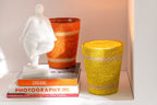 J-Line geurkaars Mand - Vanilla Escape - glas - oranje - medium - 55U