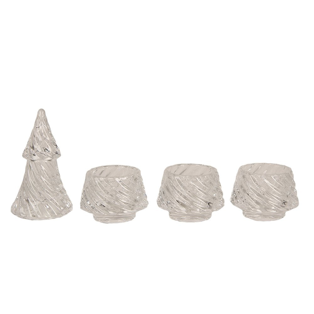 Glazen potje Kerstbomen Ø 7x24 cm Transparant Glas Voorraadpot Deksel