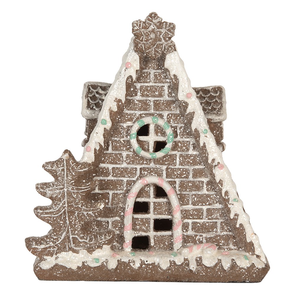 Gingerbread house met LED 17x10x18 cm Bruin Kunststof