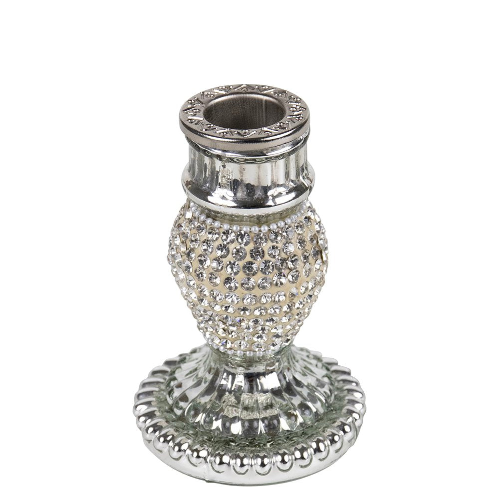 Kandelaar strass zilver 10cm