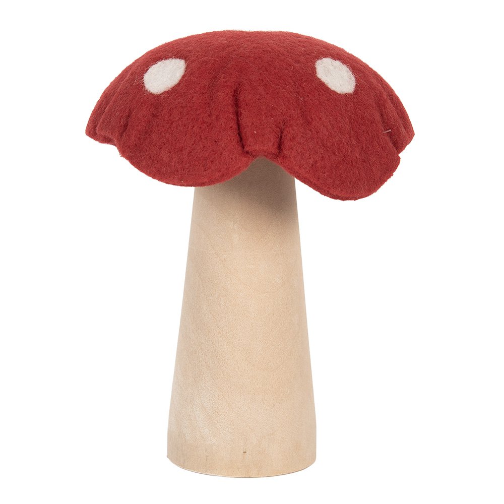 Decoratie Paddenstoel 14x14x17 cm Rood Vilt