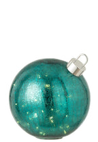 J-Line decoratie Bal - glas - turquoise - large - LED