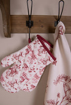 Ovenwant 18x30 cm Wit Roze Katoen Rendier Ovenhandschoen