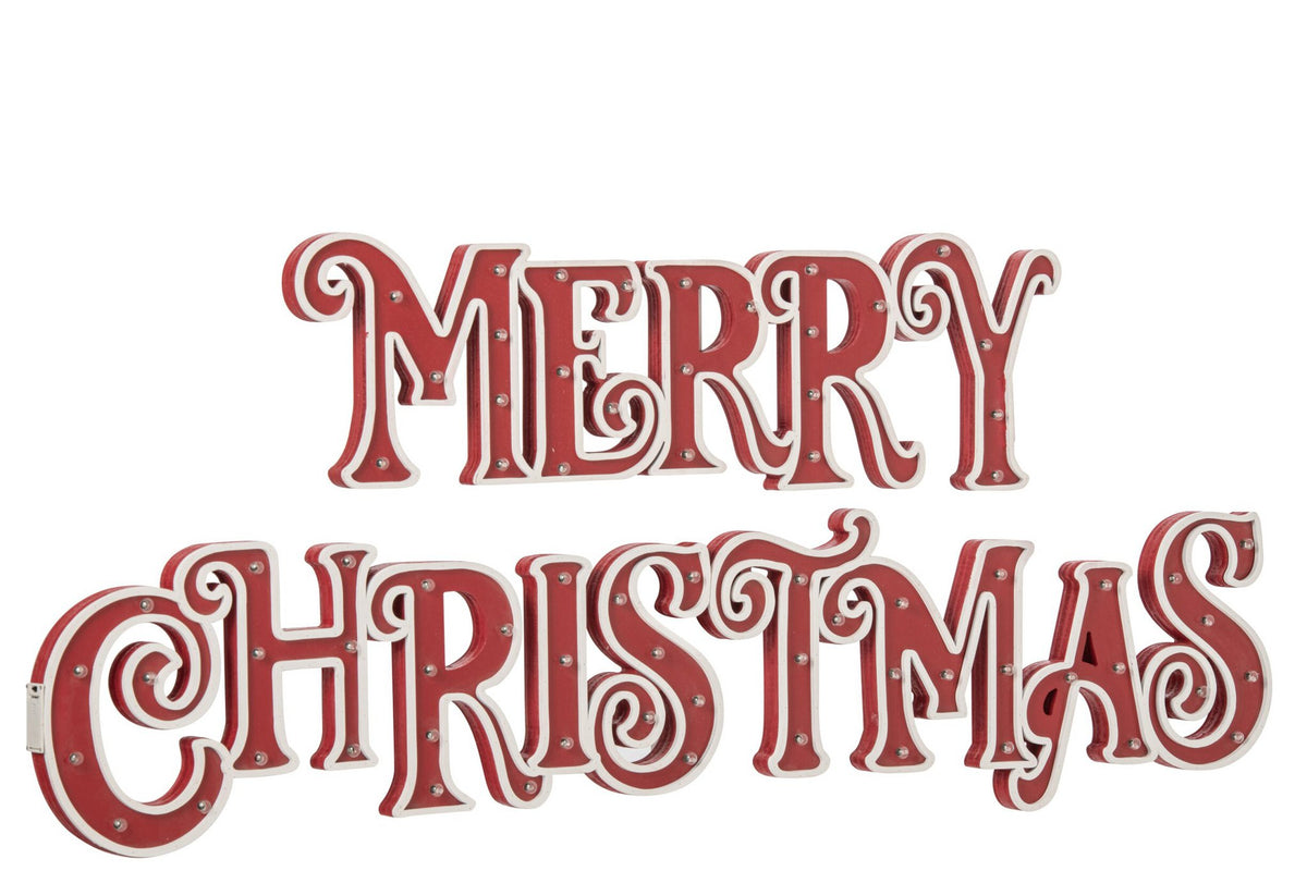J-Line Xmas decoratie - hout - rood/wit