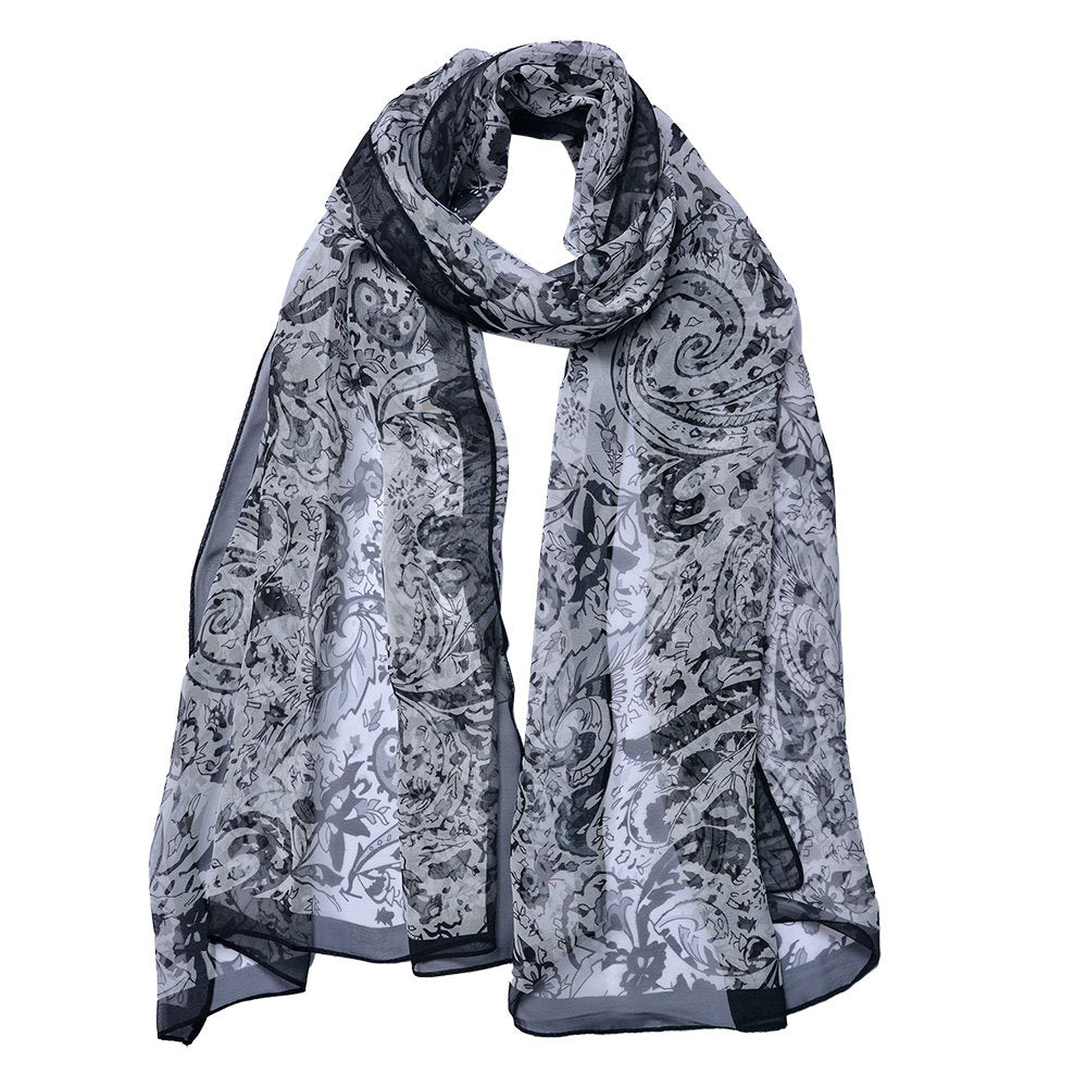 Sjaal Dames Print 50x160 cm Grijs Synthetisch