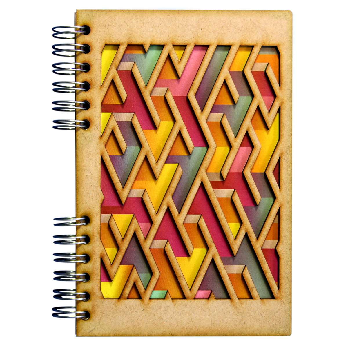 Duurzaam Houten Notitieboek – Komoni – Labyrinth – Gerecycled papier – Navulbaar