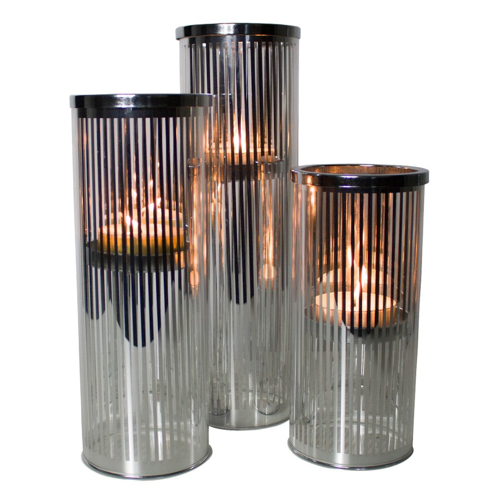 *windlicht cilinder zilver streep medium 30cm*