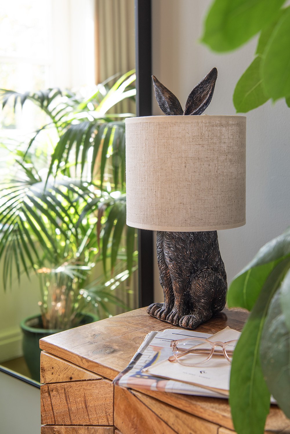 Tafellamp Konijn Ø 20x45 cm Bruin Beige Polyresin Bureaulamp