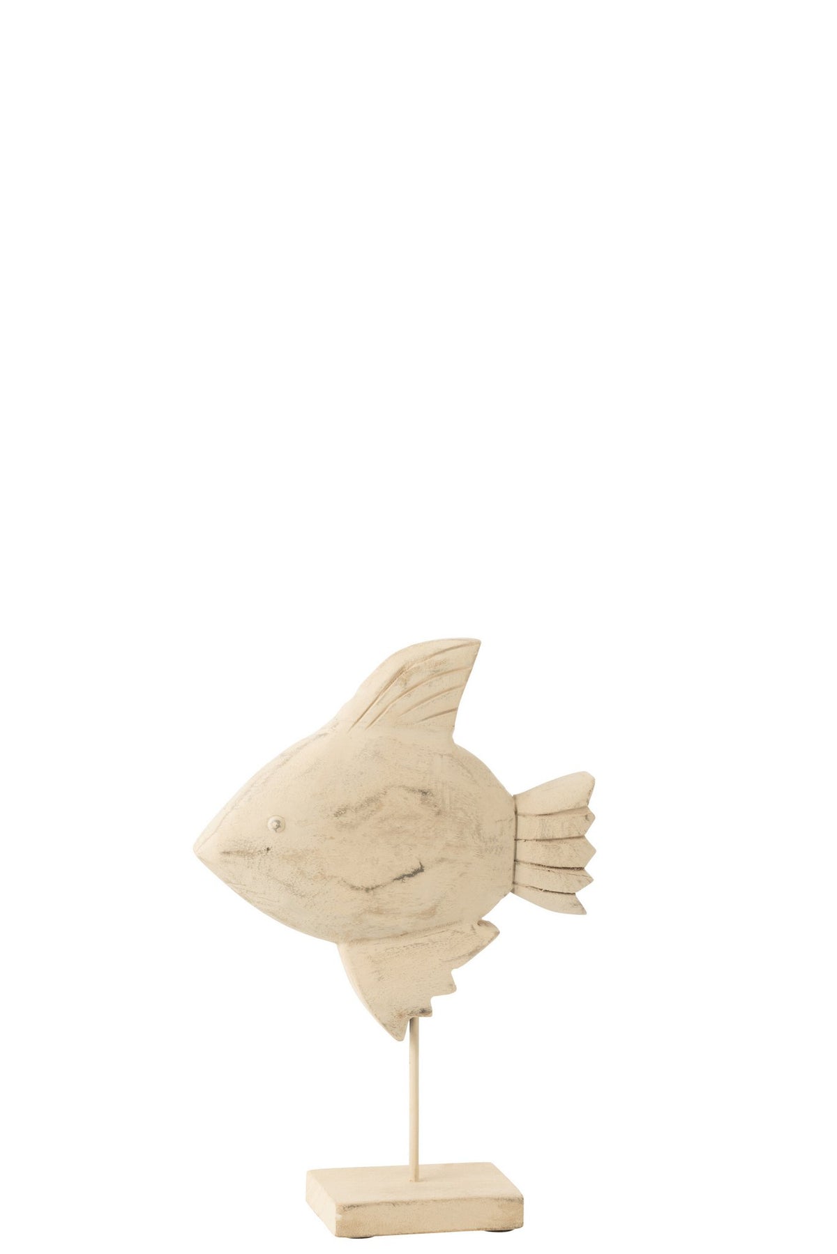 J-Line decoratie Vis - hout/metaal - naturel/wit - small