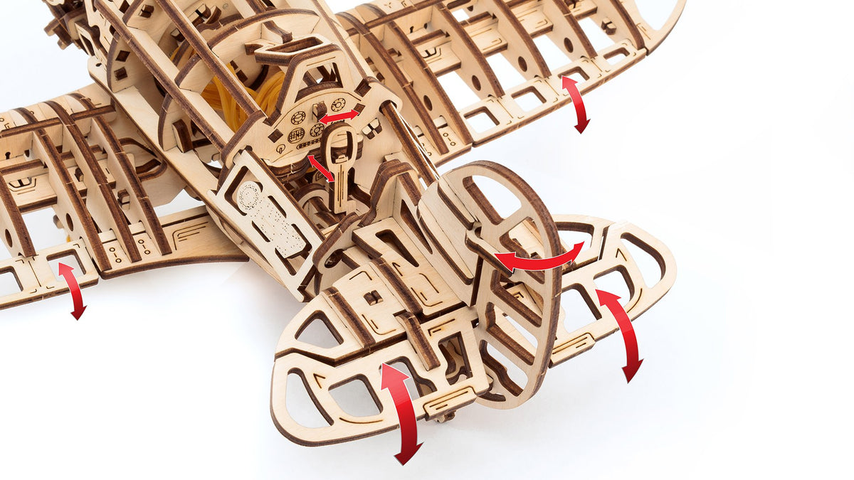 Eco Wood Art (EWA) 3D Mechanische Puzzel Airplane, 1607, 42x28,7x15,4cm