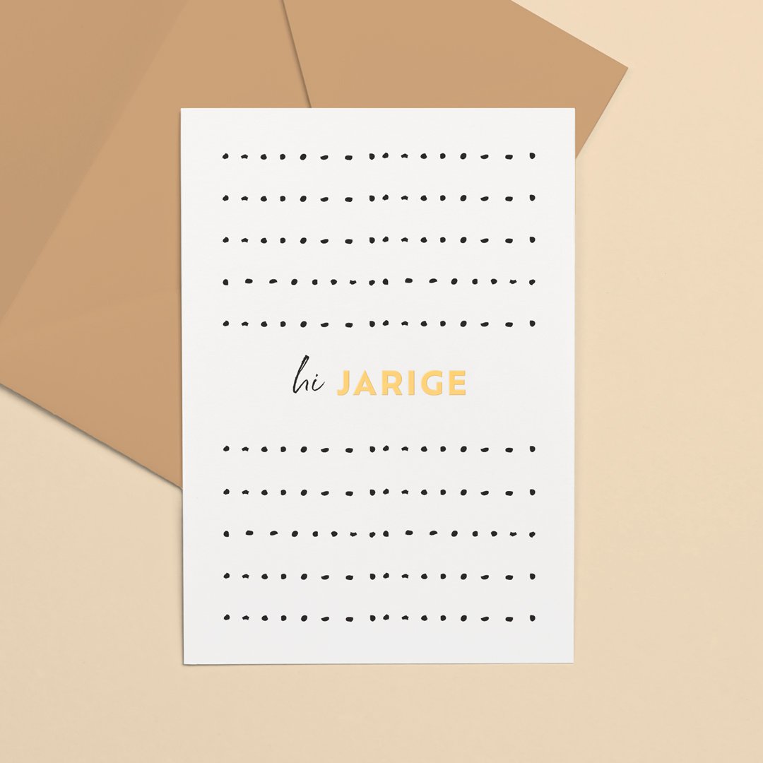 Wenskaart goudfolie | Hi jarige