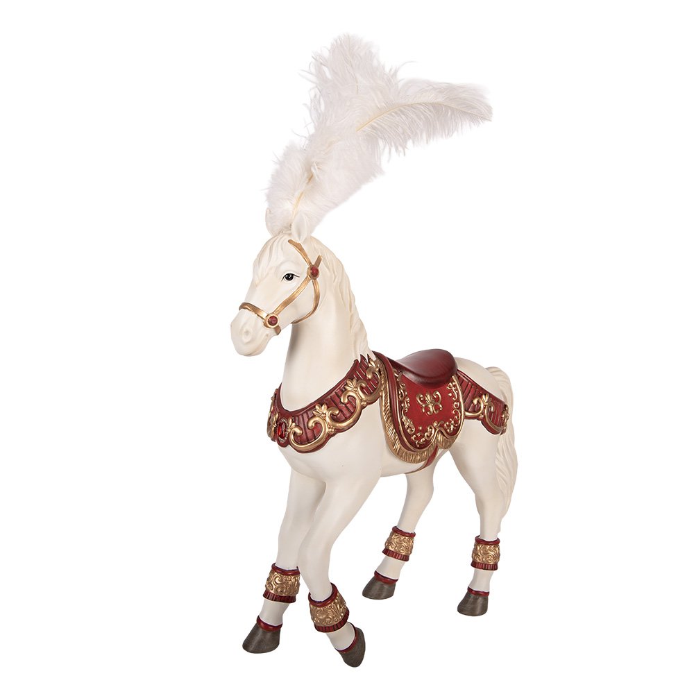 Decoratie Beeld Paard 35x12x56 cm Wit Kunststof