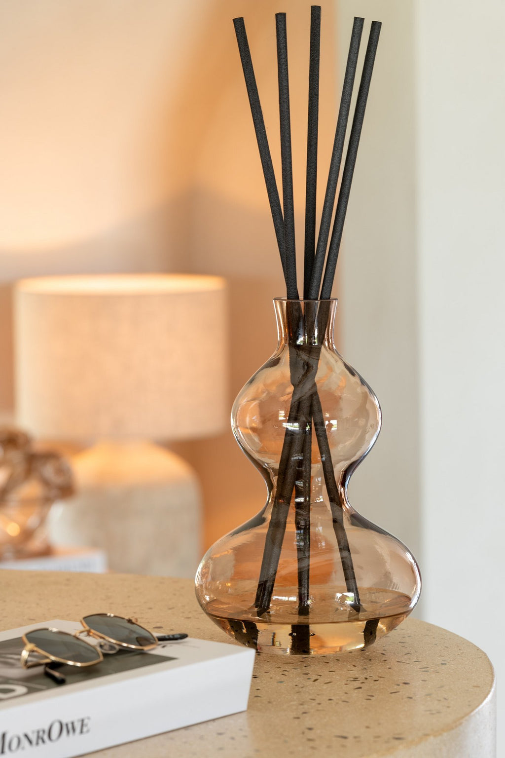 J-Line Geurstokjes Noordse Vetiver - Glas - Amber - Groot