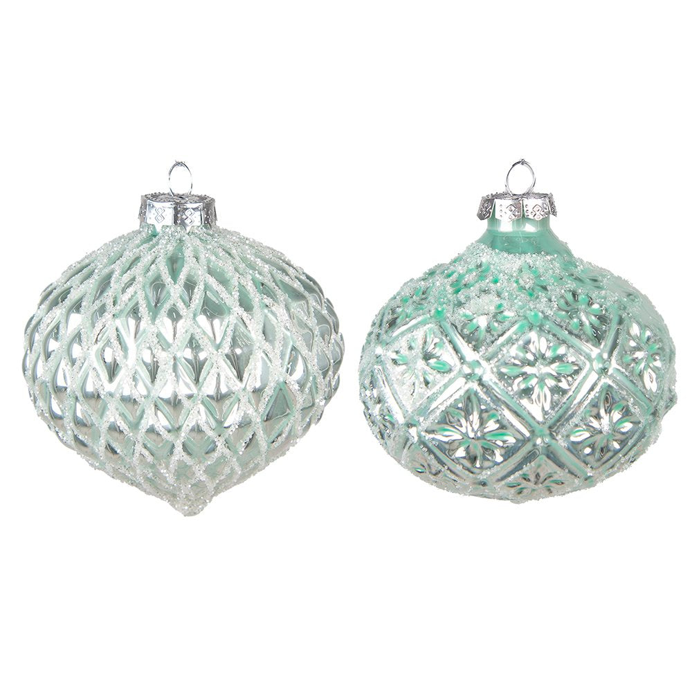 Kerstbal Set van 2 Ø 10 cm Groen Glas Kerstdecoratie