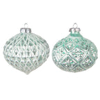 Kerstbal Set van 2 Ø 10 cm Groen Glas Kerstdecoratie