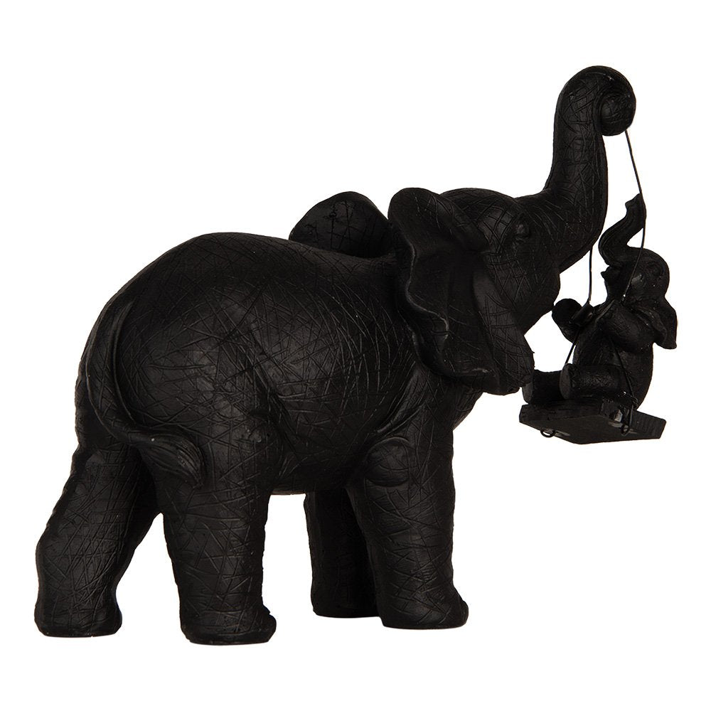 Beeld Olifant 20x8x18 cm Zwart Kunststof