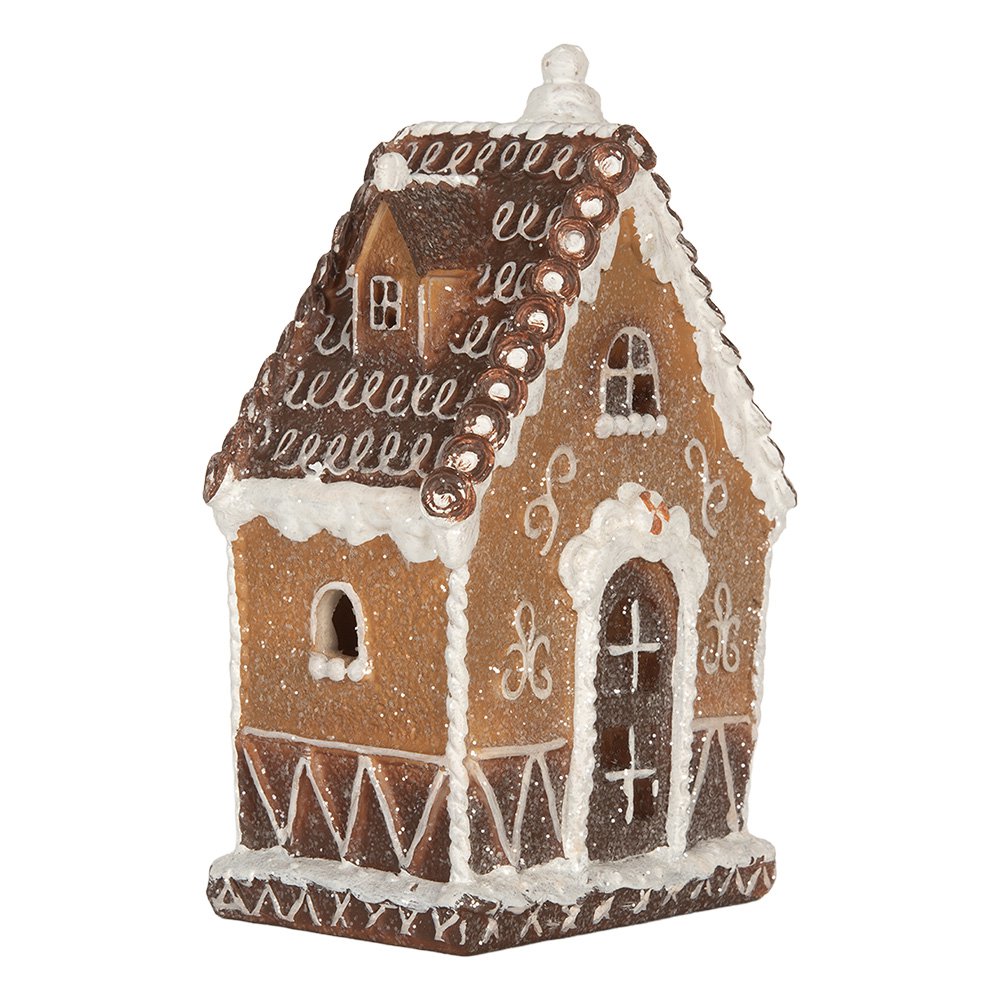 Gingerbread house met LED 13x9x20 cm Bruin Kunststof