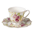 Kop en Schotel 200 ml Wit Porselein Bloemen Servies