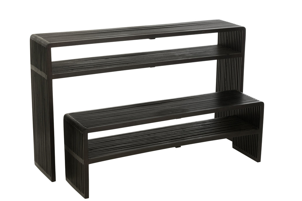 J-Line console Met Schap - hout - zwart - set van 2