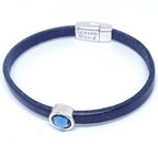 Tijdloze leren armband antiek verzilverd blauwtinten