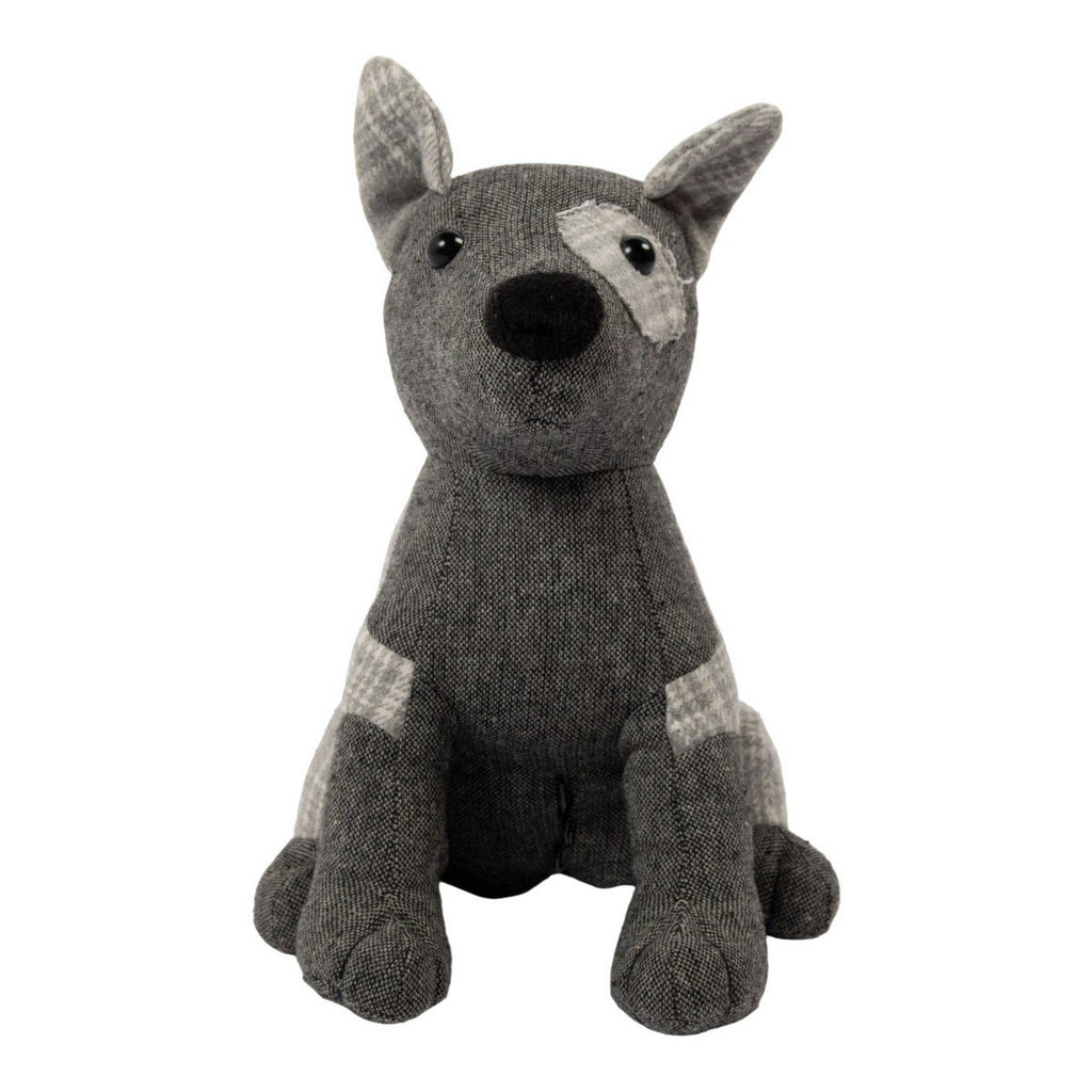 Deurstopper hond grijze ruit 18x20x28cm