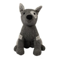 Deurstopper hond grijze ruit 18x20x28cm