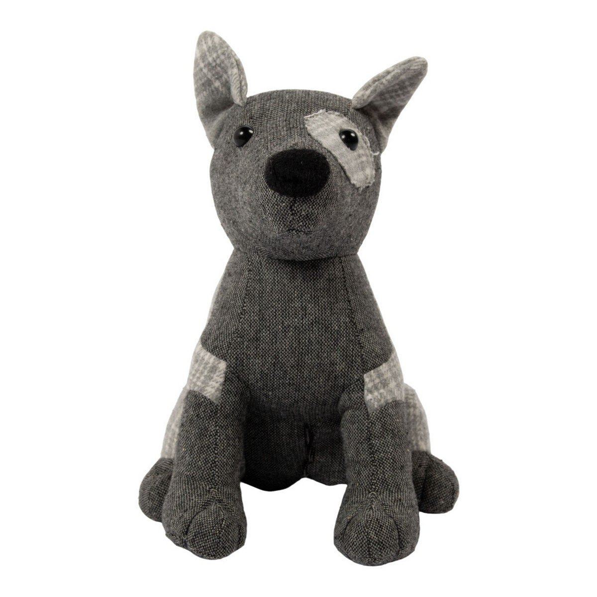 Deurstopper hond grijze ruit 18x20x28cm