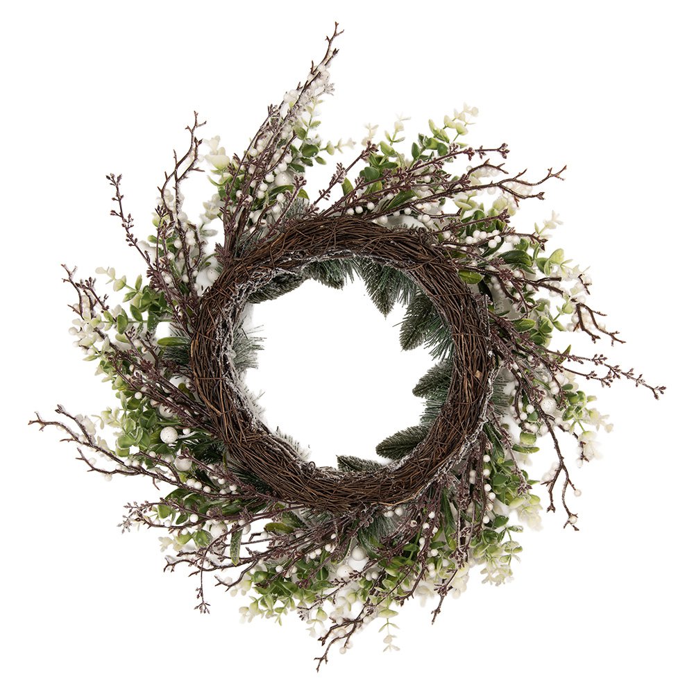 Kerstkrans Ø 50 cm Groen Wit Kunststof