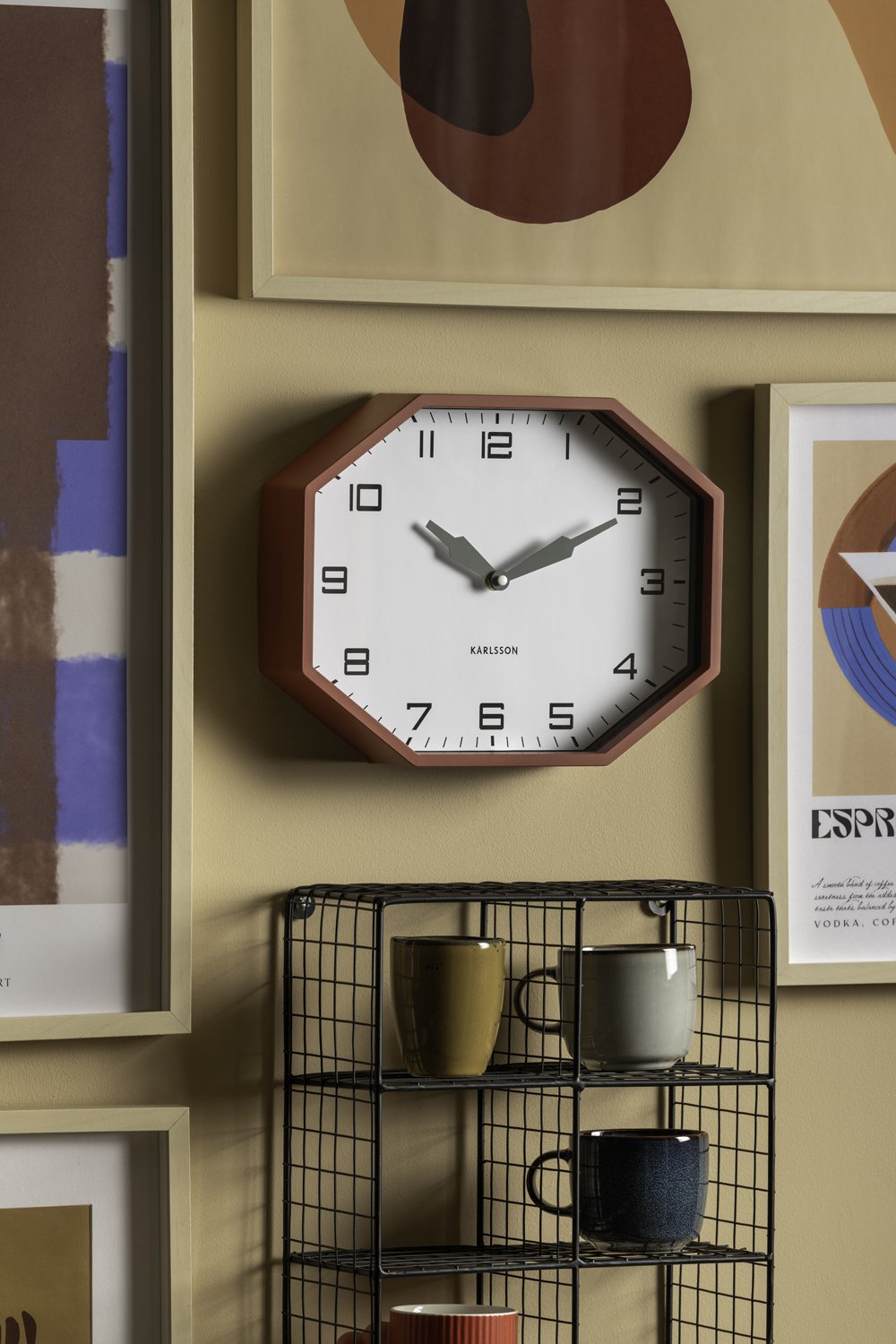 Wandklok moderne fabriek achthoek