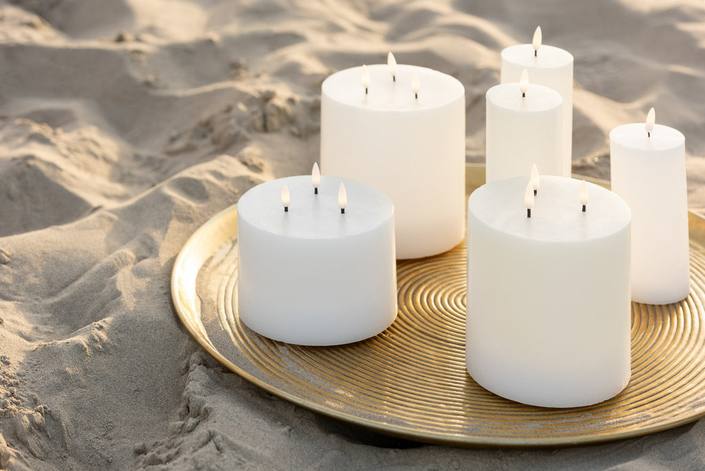 J-Line kaars 3 Vlammen - wit - medium - LED lichtjes