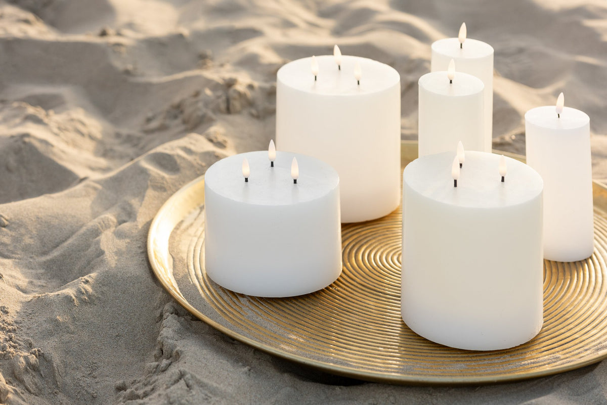 J-Line kaars 3 Vlammen - wit - medium - LED lichtjes