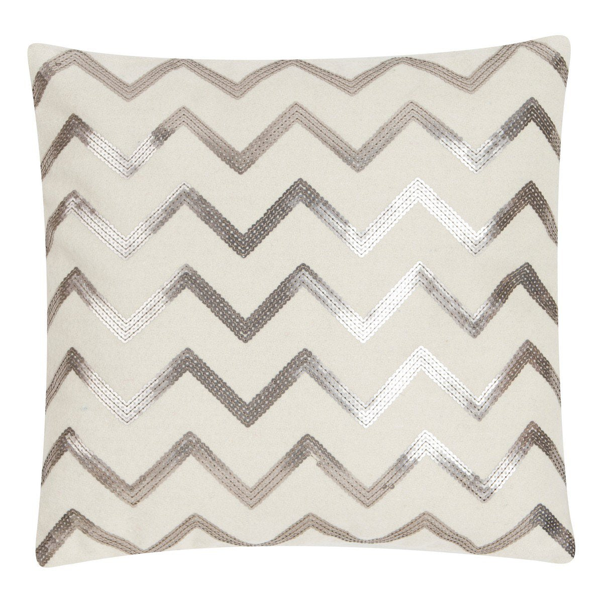 Zigzag Sequin kussen gebroken wit 45x45cm