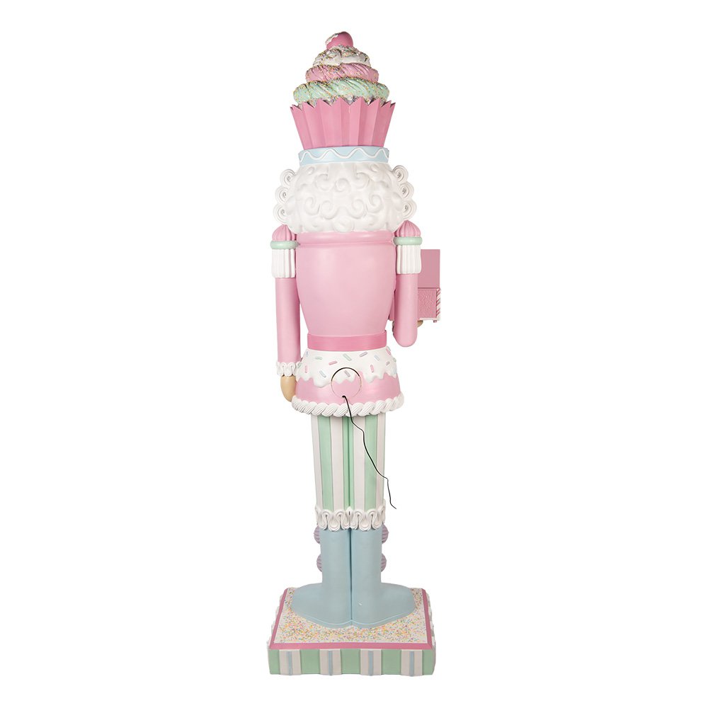 Kerstdecoratie met LED-verlichting en muziek Notenkraker 59x49x216 cm Roze Kunststof