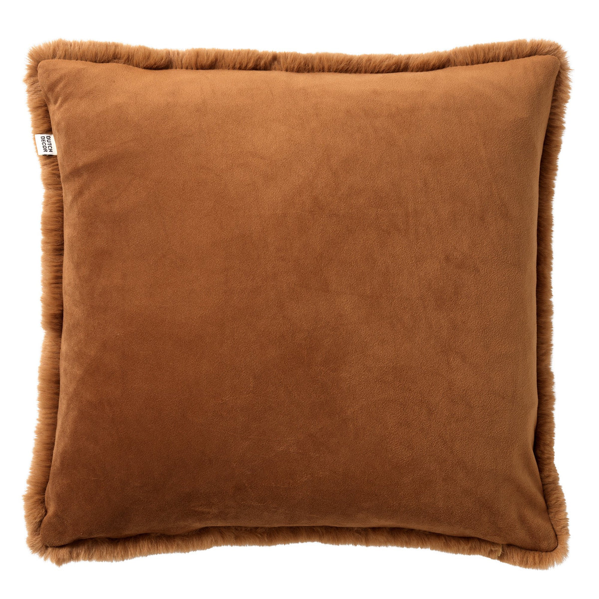 Dutch Decor Zaya - Kussen 60x60 cm - Imitatiebont look - Extra groot - Tabaksbruin - Bruin