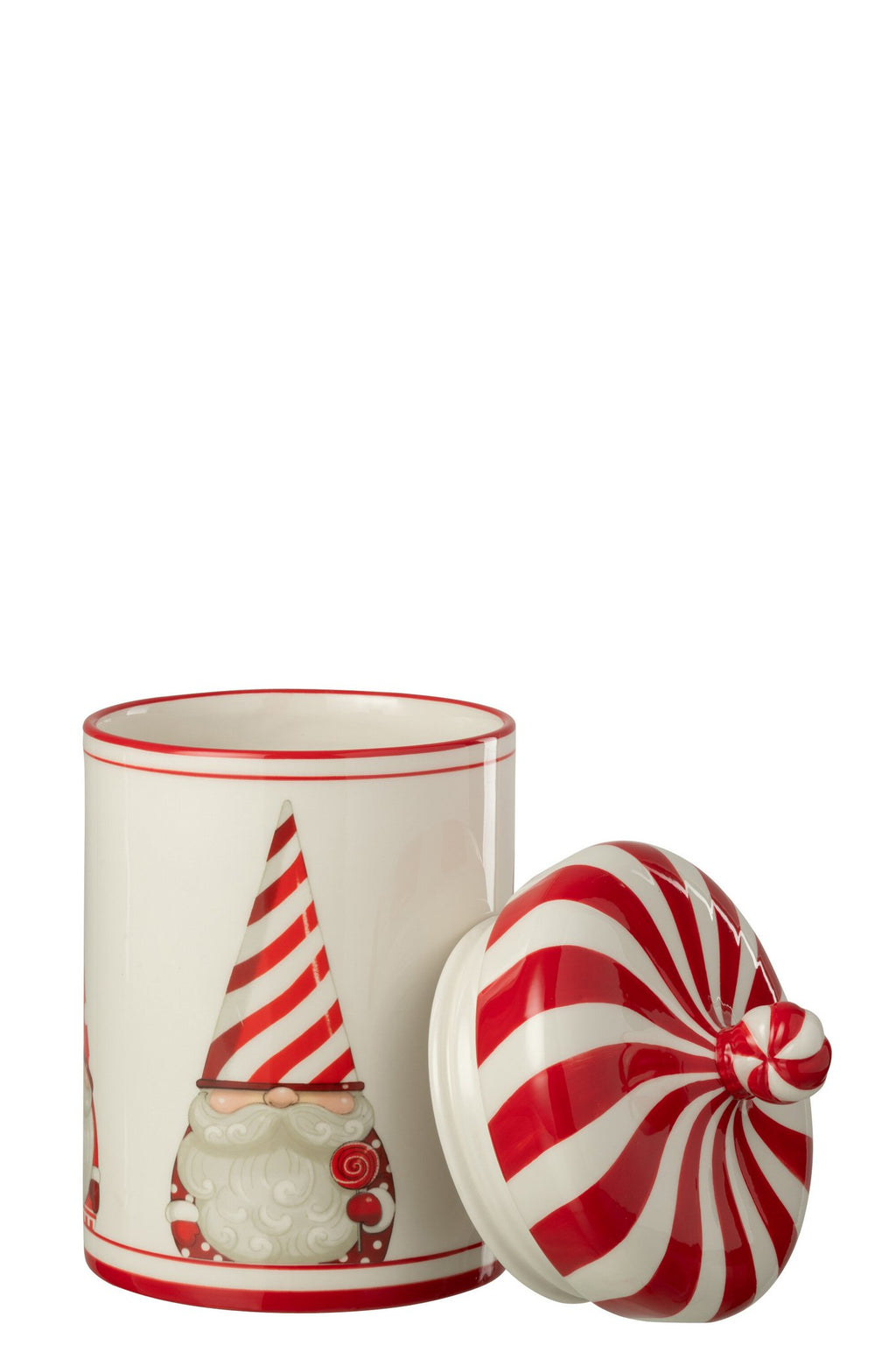 J-Line voorraadpot Kerstman Dolomiet - keramiek - kerstrood/wit