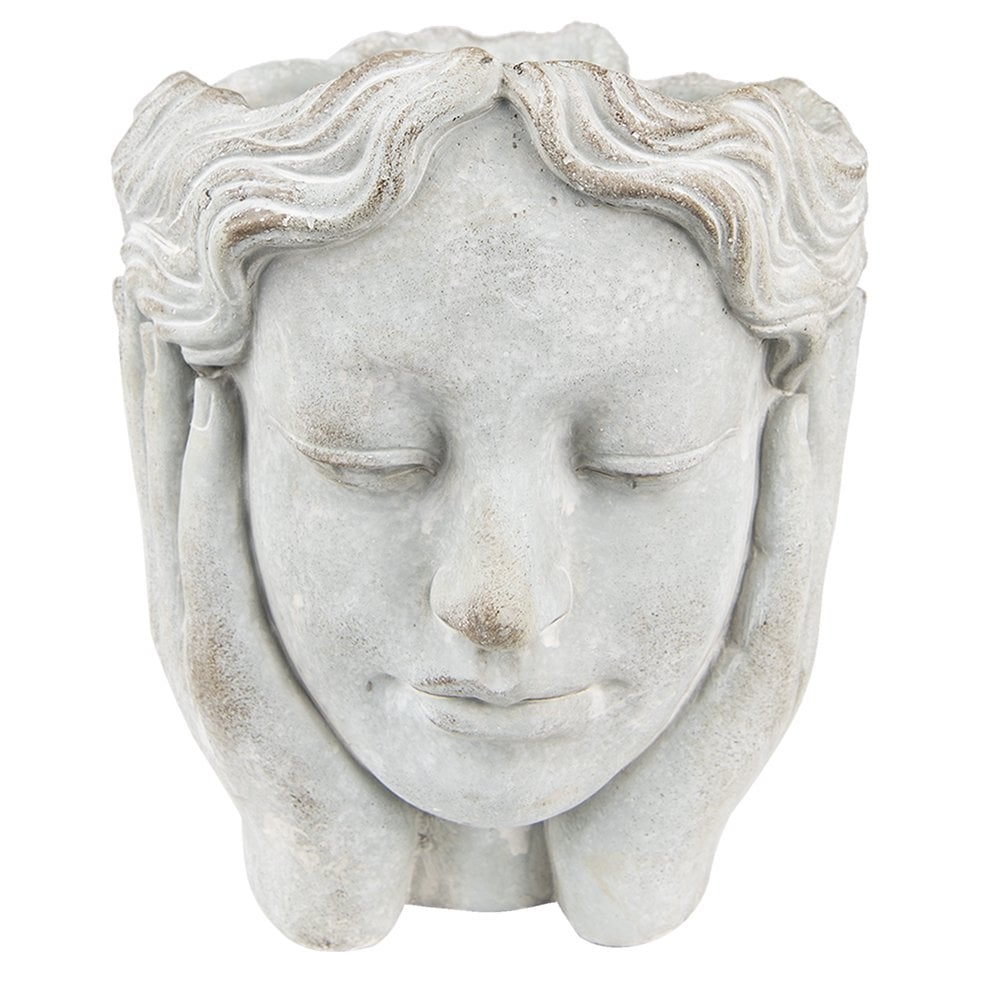 Bloempot Hoofd Ø 15x25 cm Grijs Steen plantenpot