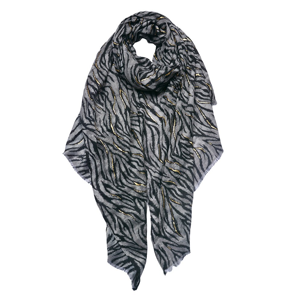 Sjaal Dames Print 90x180 cm Zwart Wit Synthetisch Shawl Dames
