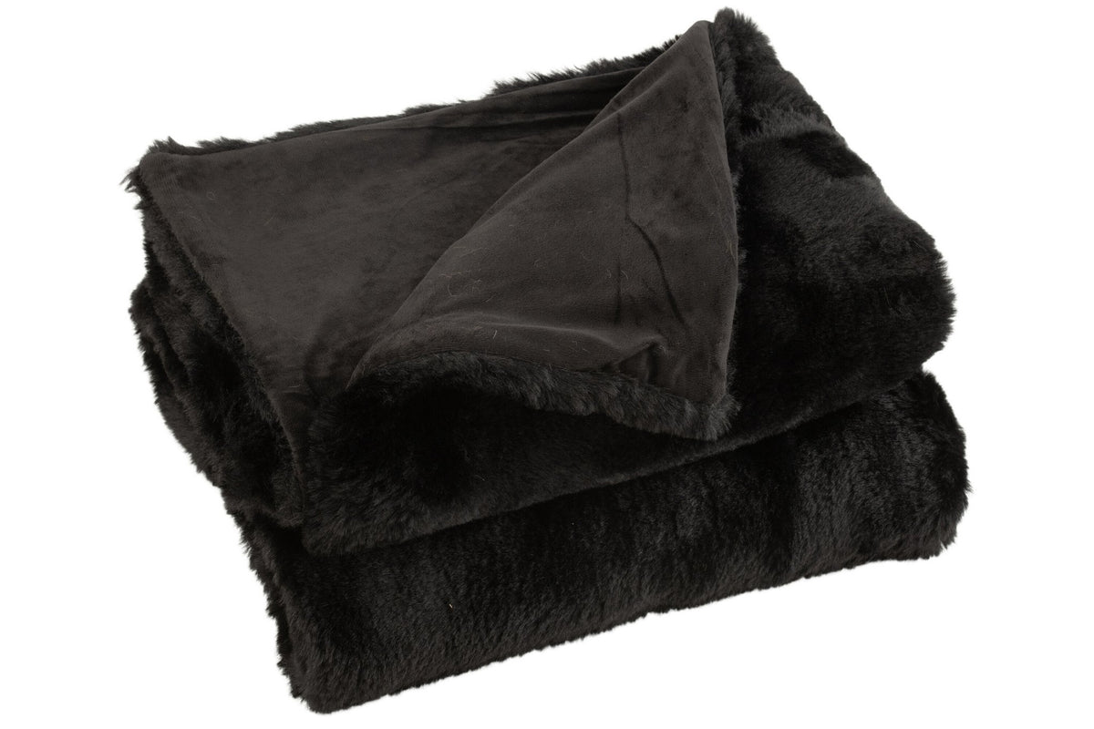 J-Line plaid Cutie - fleece deken – polyester – zwart - 180 x 130 cm