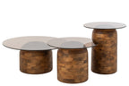 J-Line bijzettafel cilindervormig - glas/mangohout - naturel
