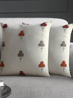 Set van 2 kussenslopen met geborduurd accent – ​​woninginrichting – premium katoen, bloemenstiksels – 40x40 cm