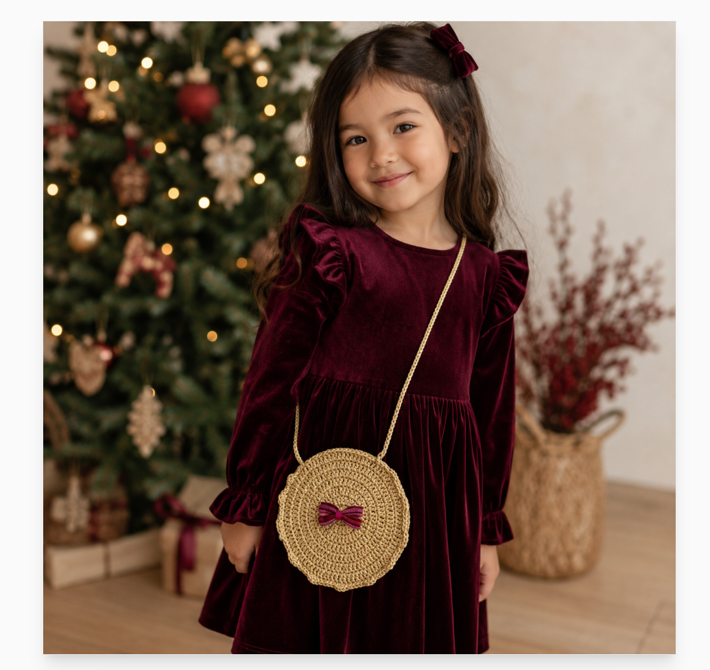 Luna-Leena kindertas rond - goud - lurex garen & biologisch katoen - hand gehaakt in Nepal