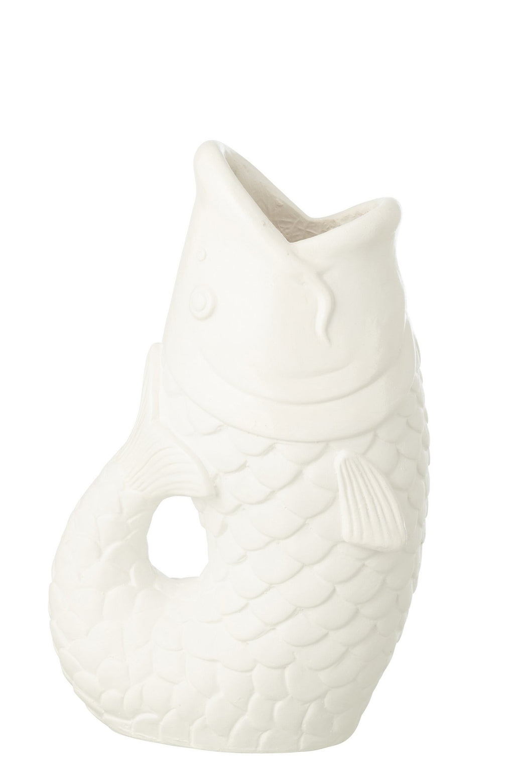 J-Line bloempot Vis - polyresin - wit - S