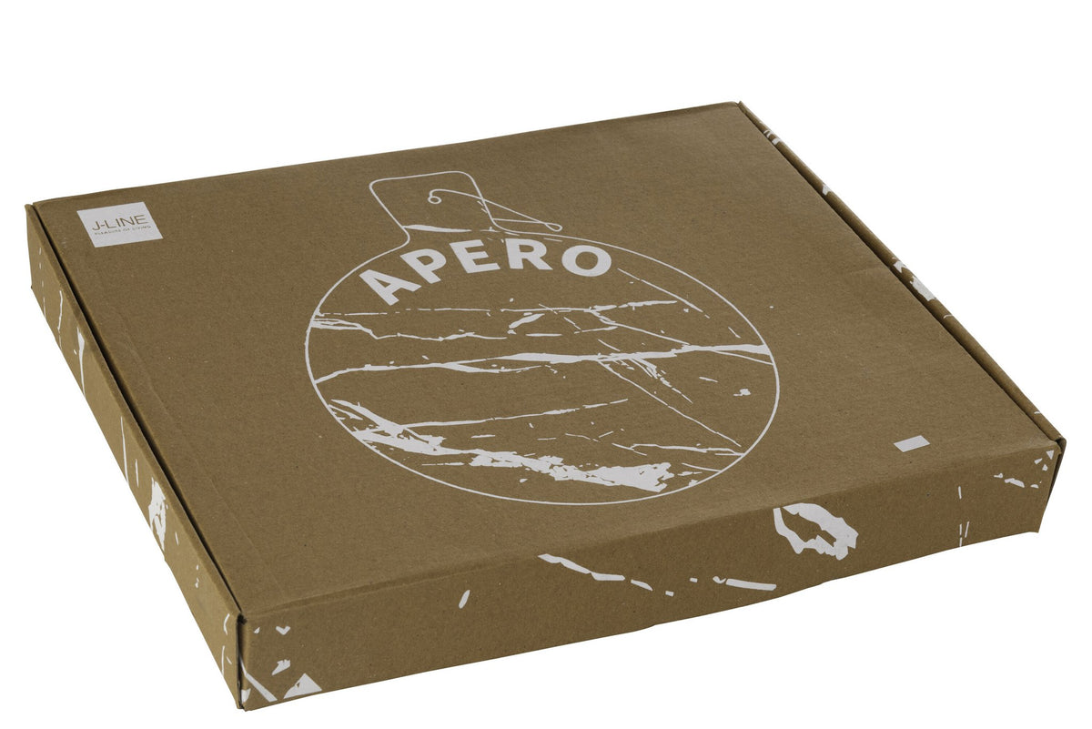 J-Line snijplank Rond Apero Marmer - steen - wit