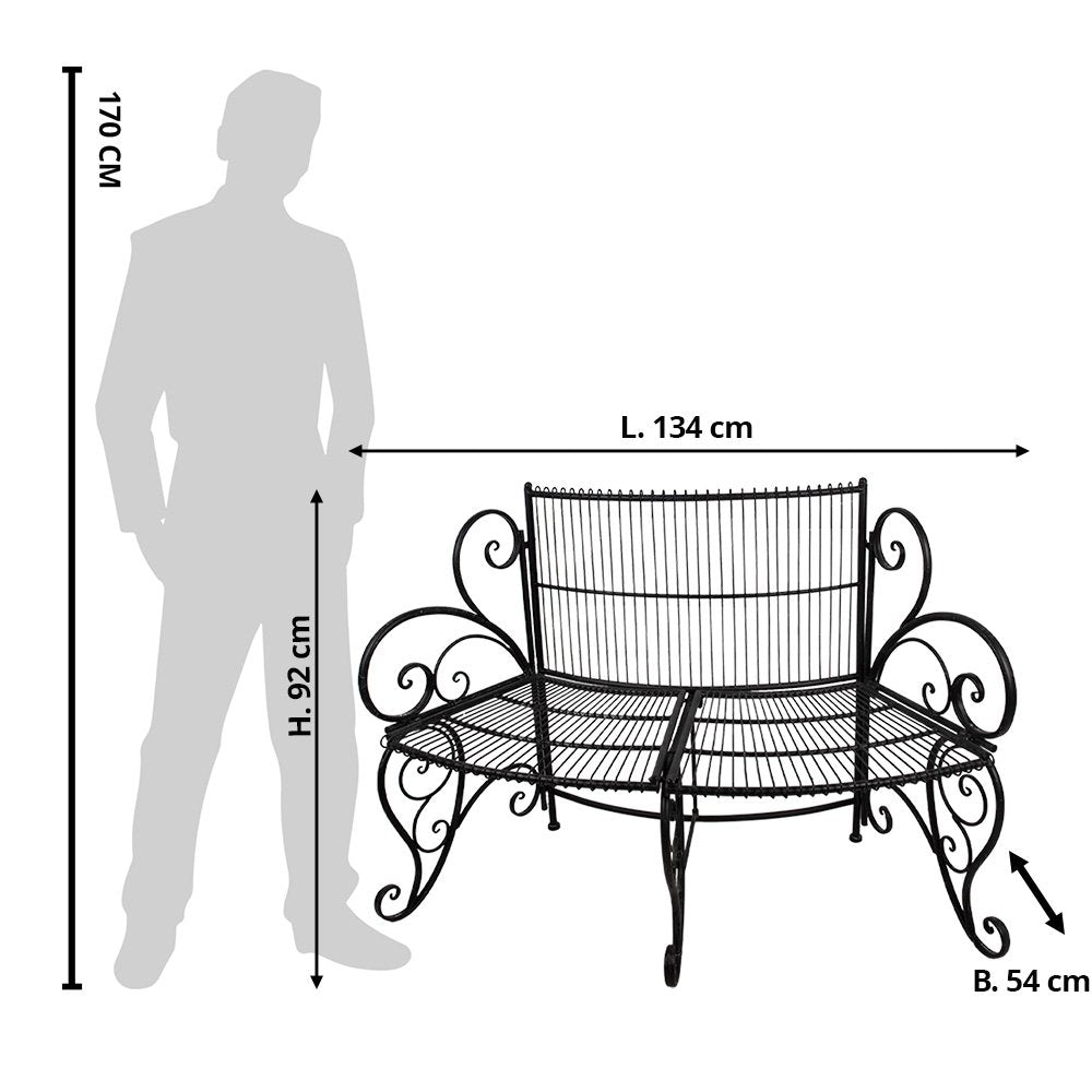 Tuinbank 134x54x92 cm Zwart Metaal