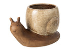 J-Line bloempot Slak - steengoed - bruin/beige