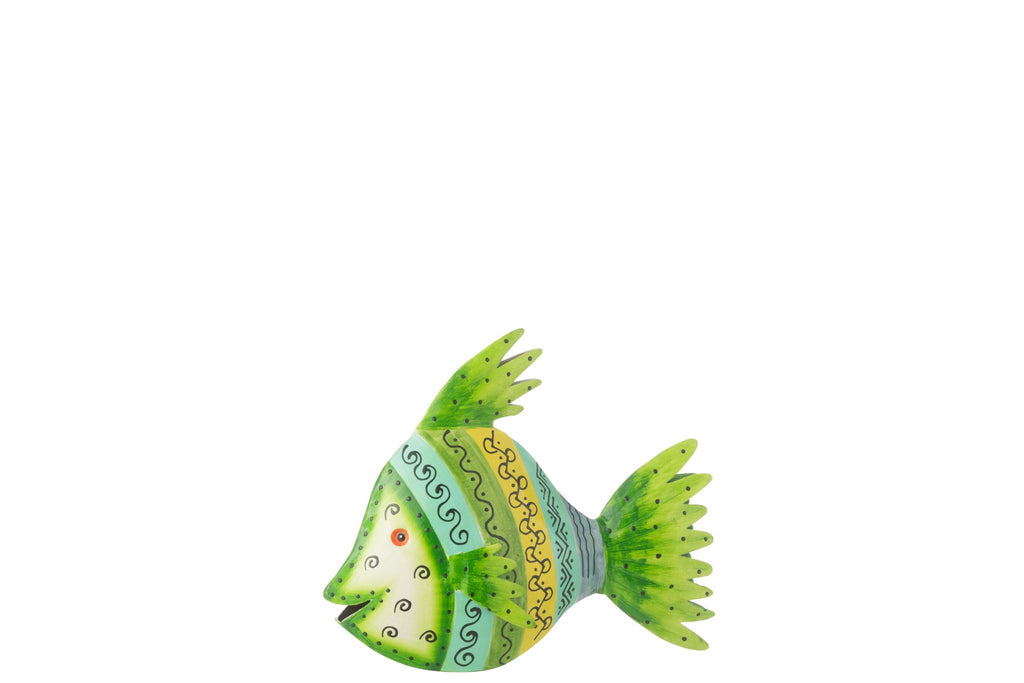 J-Line decoratie Vis - ijzer - azuur/groen - small