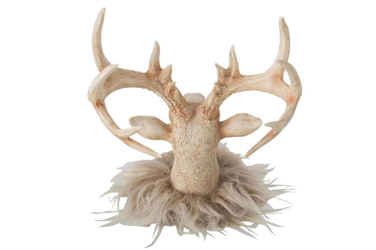 J-Line decoratie Rendier - polyresin - lichtbeige - small