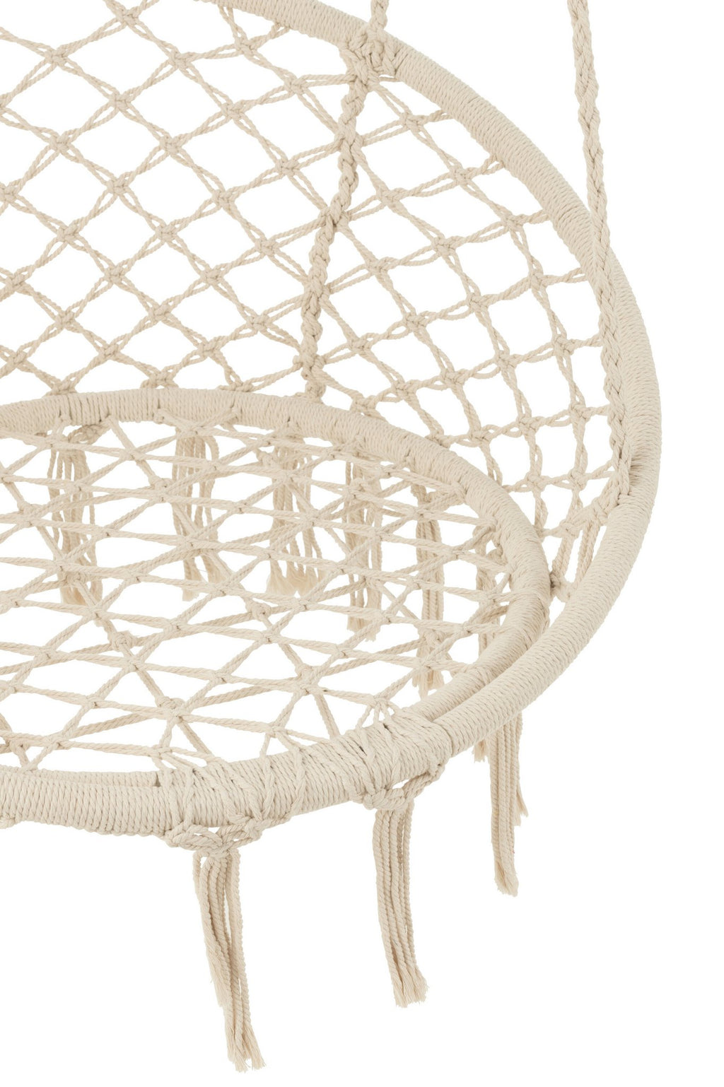 J-Line hangstoel Macramé + Kwastjes - polyester - beige