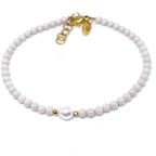 Zirkonia armband ronde kralen zoetwaterparel