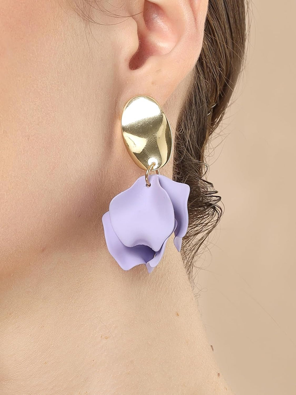 Eigentijdse lila oorbellen – mode-sieraden – vergulde afwerking – winkelvoorraad
